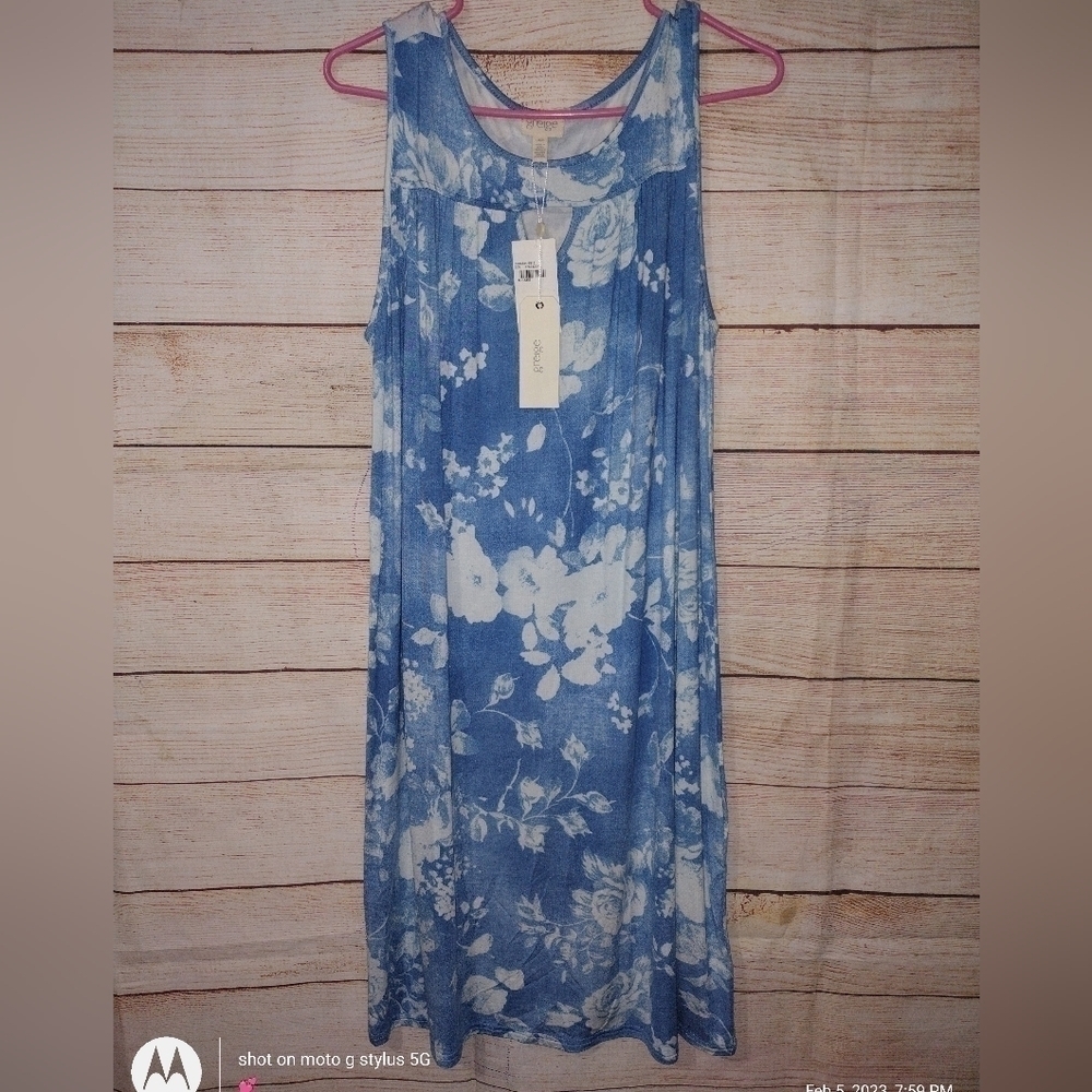 GREIGE Denim Floral Midi Dress - Picture 5 of 7
